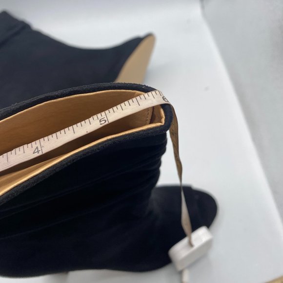 FSJ Black Stylish Peep Toe Slouch Chunky Stacked Heels Ankle Boots - Picture 13 of 13